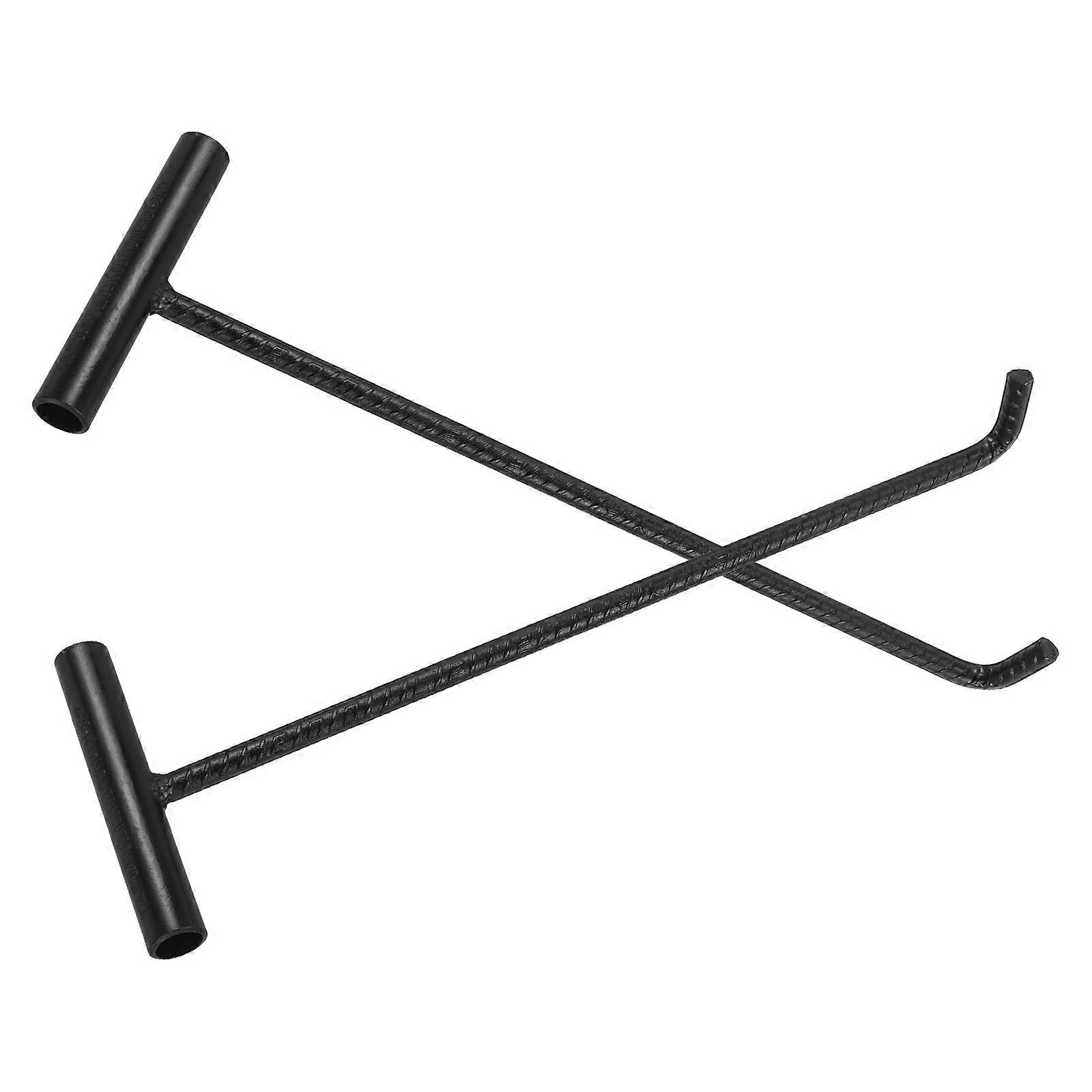 Manhole Cover Lifter T Hook Pull Hook Manhole Use 17.7X5.9X0.8Inch 2Pack