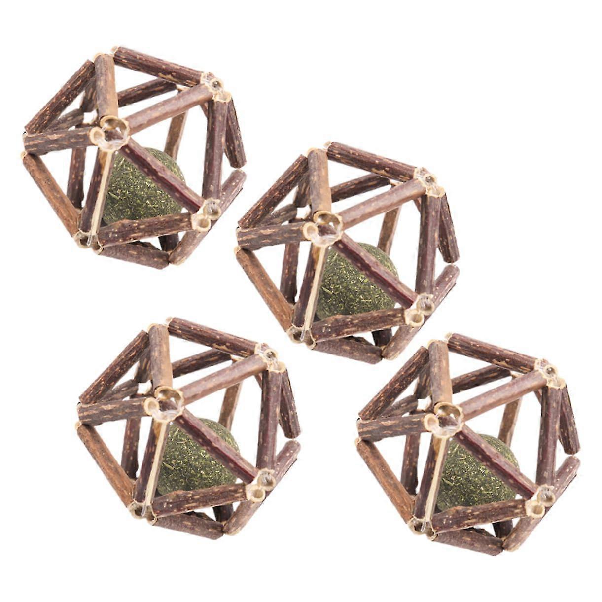 Cat Chew Toys Set of 4 Natural Dental Toys for Cats with Back Teeth Chewing Function, Durable and Safe Material