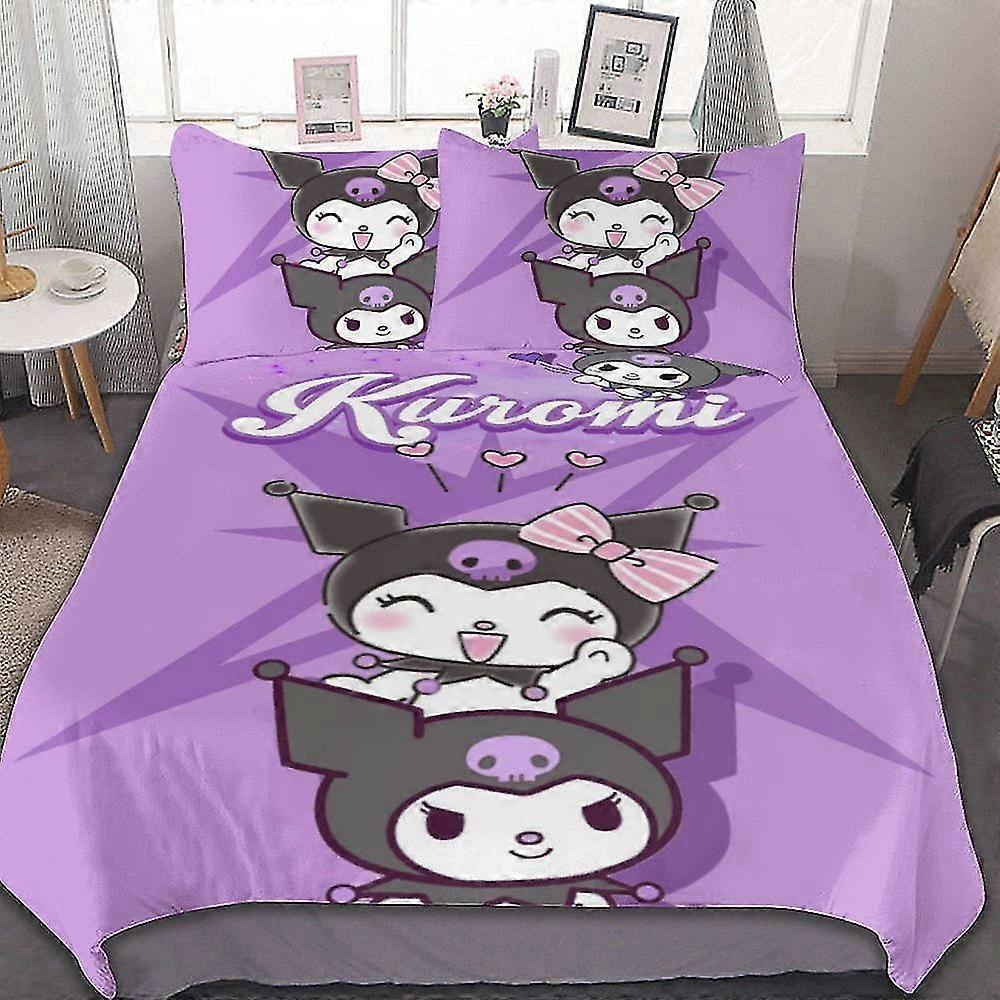 Conjuntos de Cama Fofos para Crianças com Design de Anime, Decoração de Quarto Leve Impressa em 3D, Inclui 1 Capa de Edredom e 2 Travesseiros, 8670