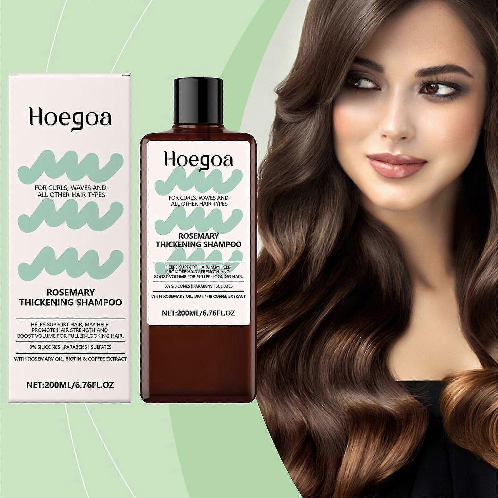 Shampoo de Alecrim - Fortalecedor com Óleo de Alecrim, Biotina & Cafeína - Shampoo de Volume Vegano para Cabelos Finos & Finos - Compatível com Cacheados