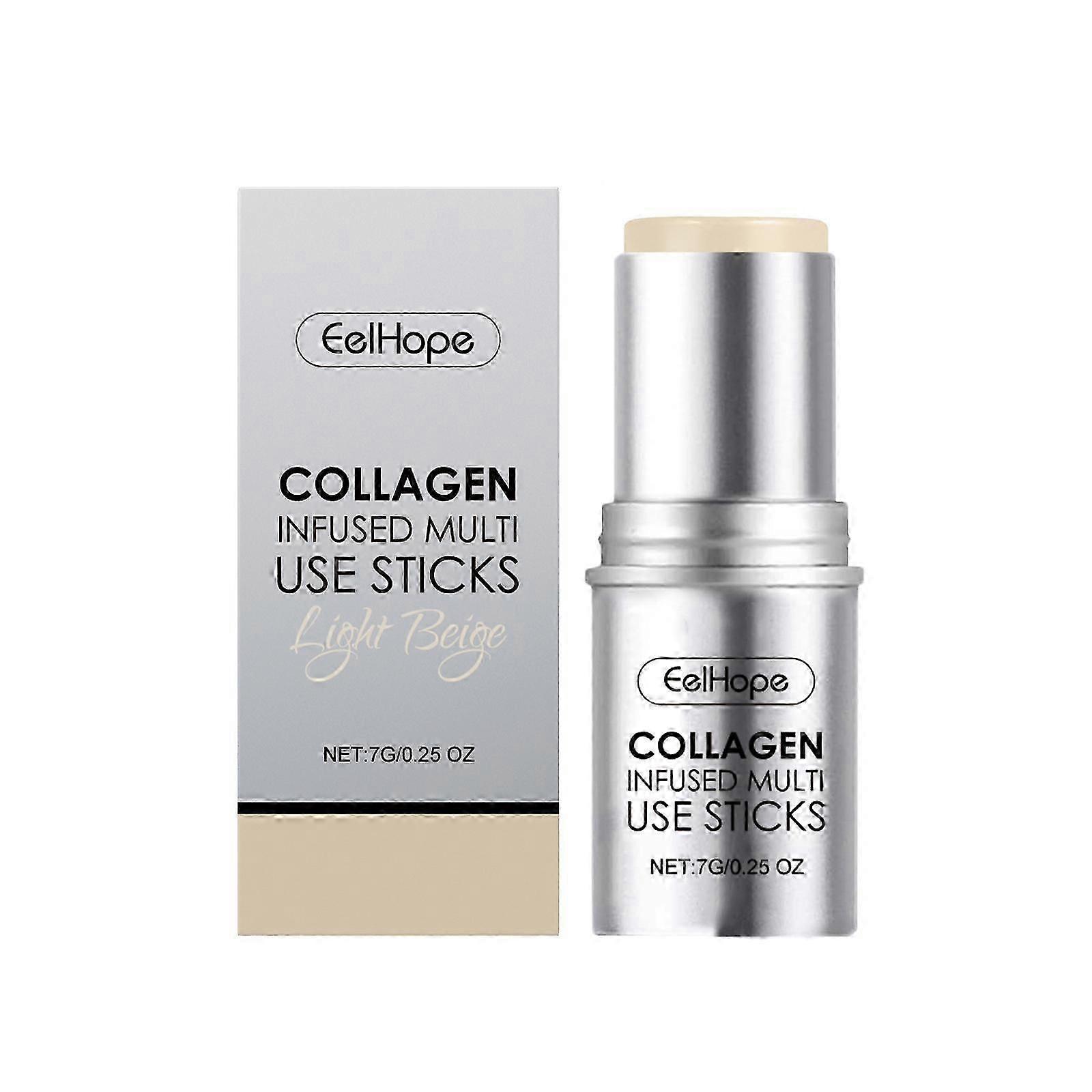 Collagen Cream Makeup Stick, Multi-Use Highlighter & Blush Stick Natural Dewy Light Moisturizer Contouring Sticks Langtidsholdbare