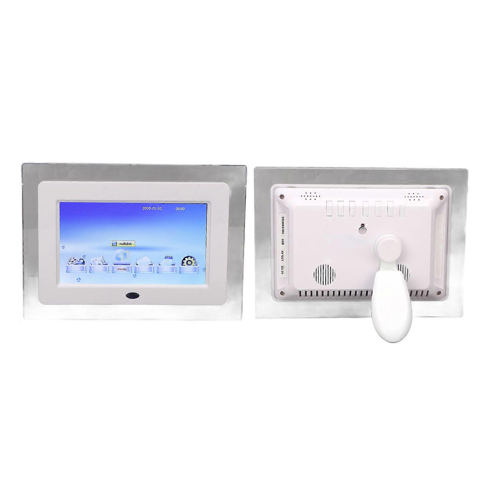 7in HD Screen Digital Picture Frame Smart Remote Control Electronic Photo Frame White 100‑240V US Plug 