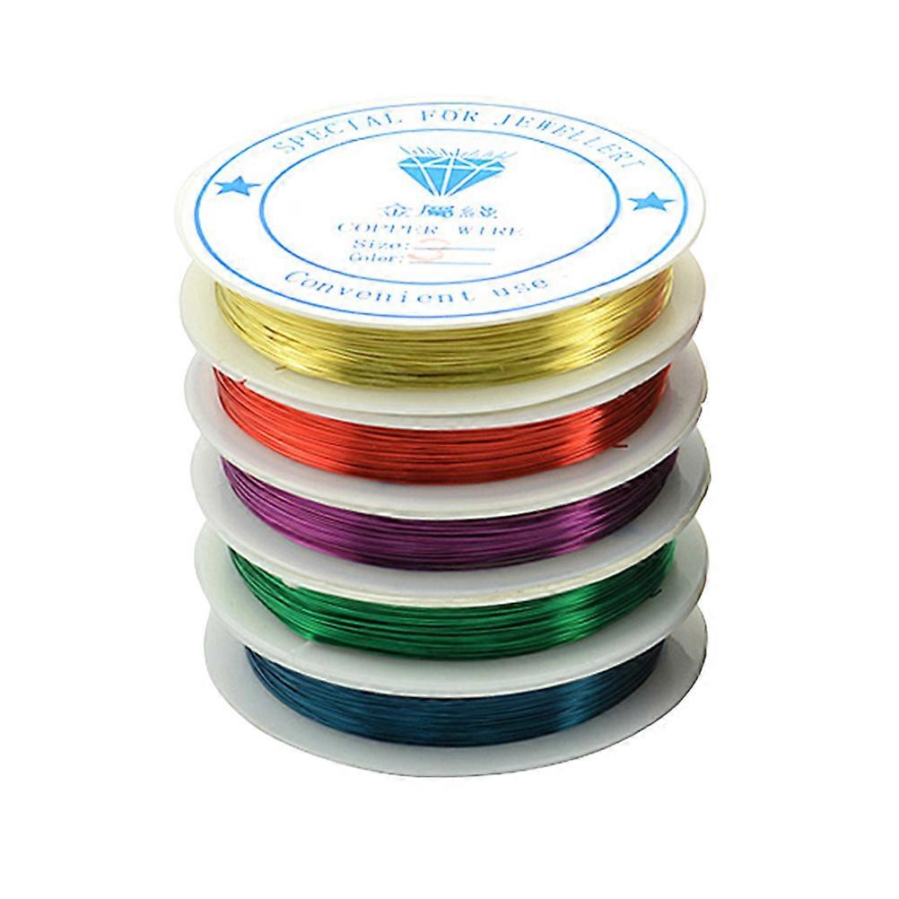 Copper Wire Jewelry Fine Wire for and Framing 0.5mm Random Color 5 Rolls