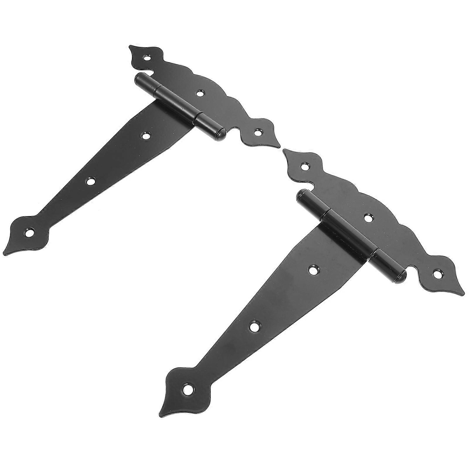 Black Iron Hinges for Door Use Durable Anti-Rust T-Strap Design Easy to Install 2pcs