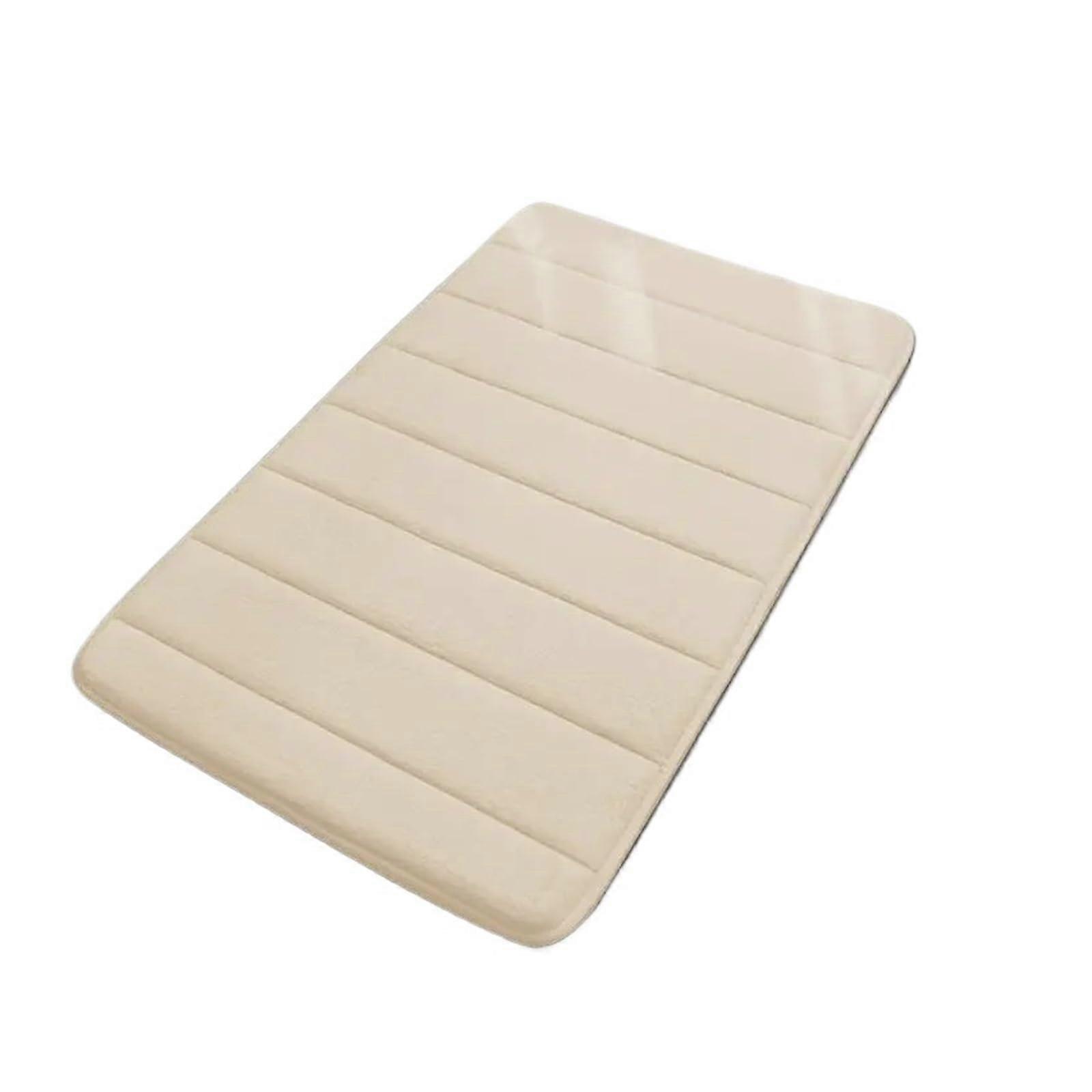 Badteppich Korallensamt Memory Foam Badezimmermatte Rutschfest Wasserabsorbierend Beige 50x80cm 2er Set