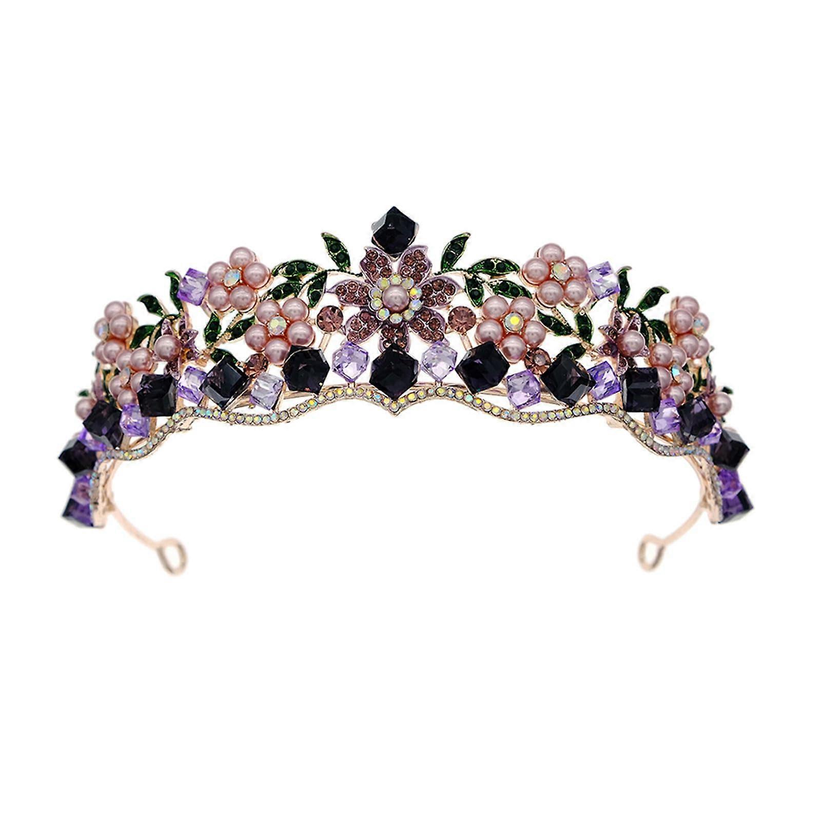 Adjustable Floral Crown With Rhinestones Alloy Headpiece For Evening Events And Celebrations