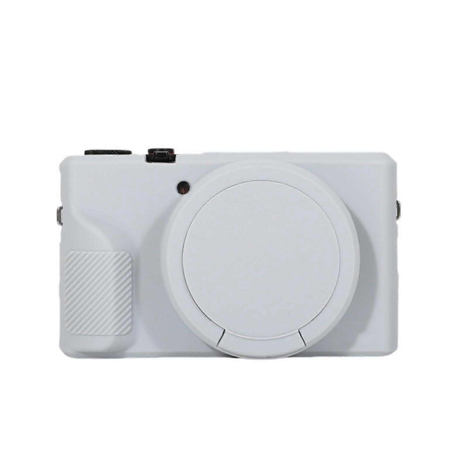 Silicone protective case for G7X Mark camera, soft rubber body cover with removable lens cap in gray