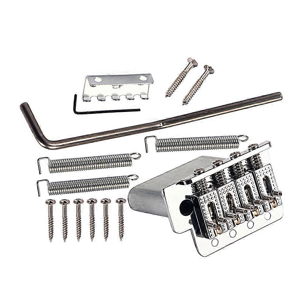 4 String Metal Saddle Bridge Strain Plate for Guitar Tremolo System Replacement (Silver)