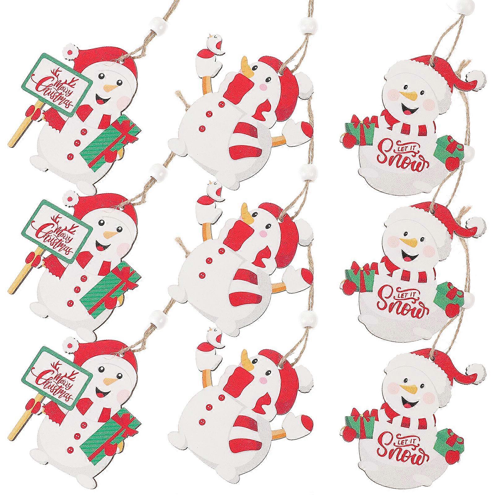 الحلي المعلقة الخشبية المعلقات عيد الميلاد شجرة عيد الميلاد الحلي لحفلة عيد الميلاد الحلي اليدوية لون متنوع 7.8x7.6 سم 9 قطع