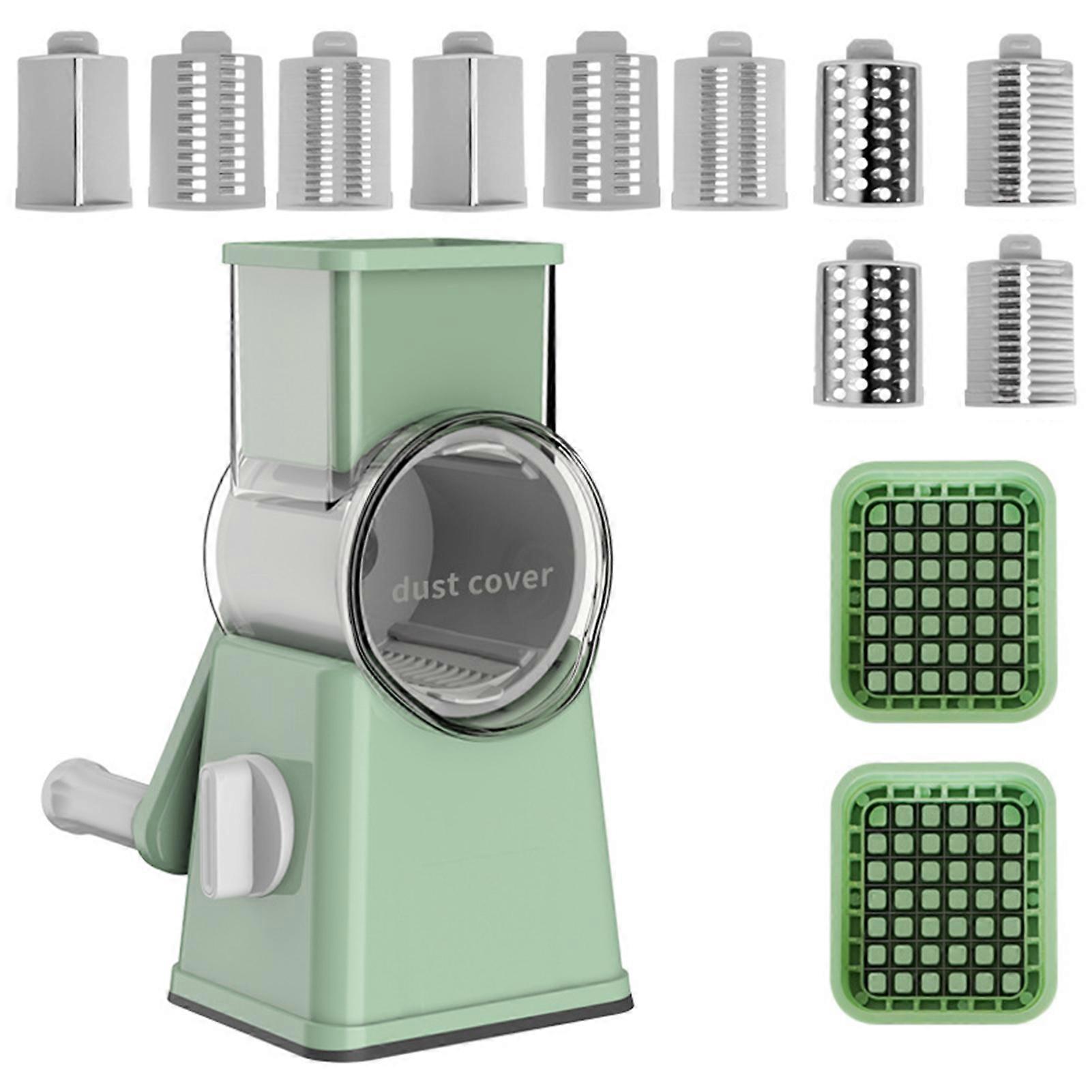 6-in-1 Multipurpose Rotary Cheese Grater with Handle - Easy to Use, Space-Saving, Non-Slip Kitchen Tool for Slicing, Shredding, and Grinding