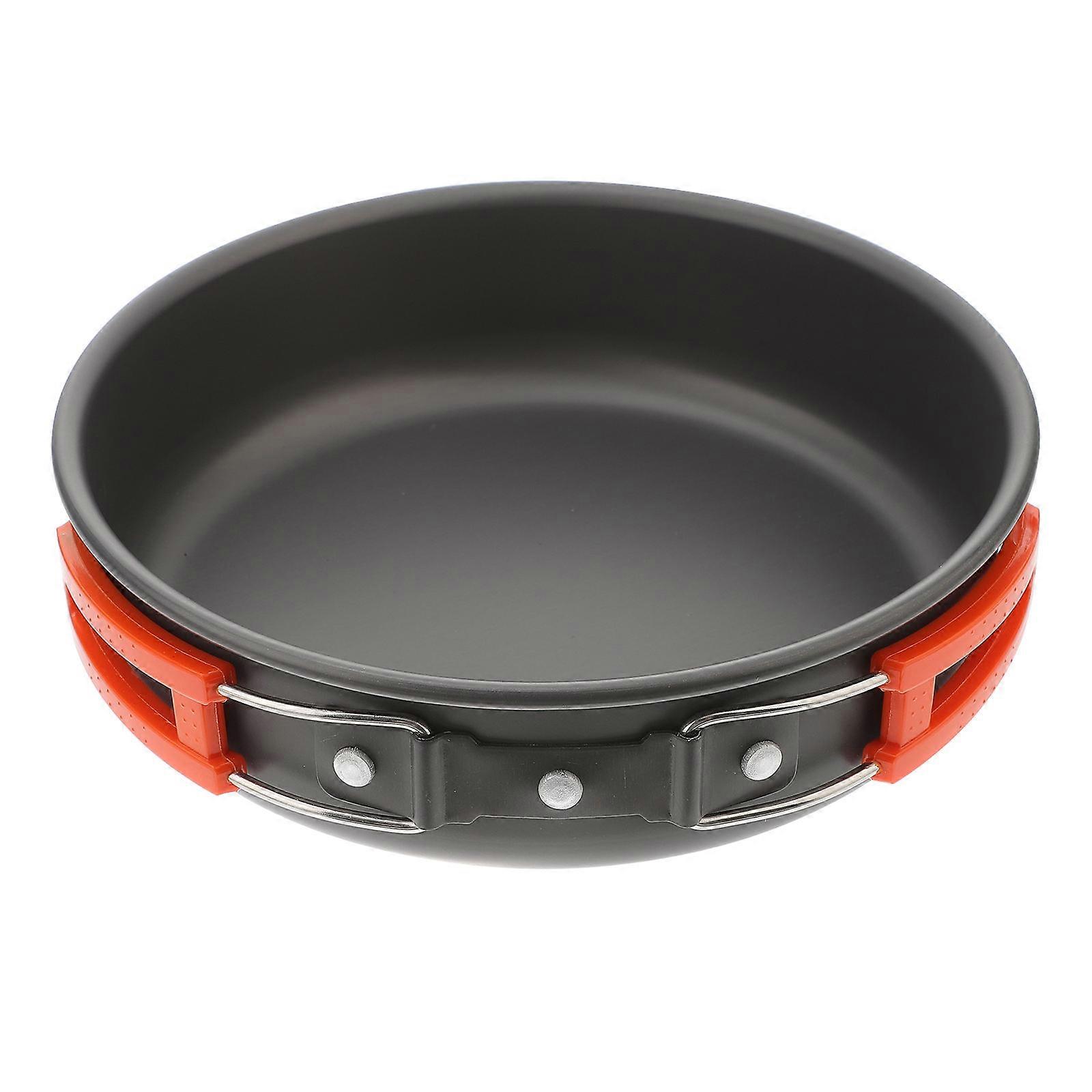 Portable Frying Pan Outdoor Camping Cooking Utensil Assorted Color 20X20X5.2cm Anti-Scald Handle Foldable Design 1Pcs