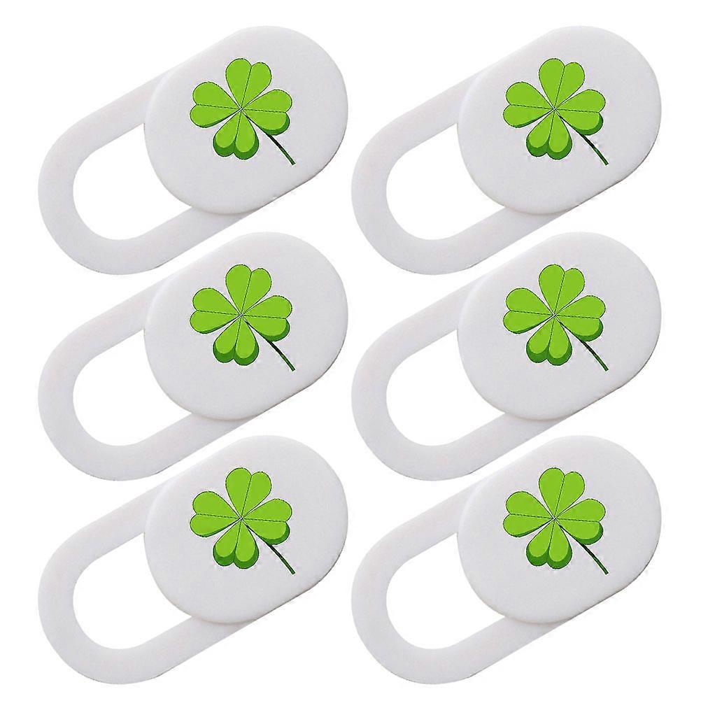 Privacy Protect Cover with FourLeaf Clover Pattern for Webcam Laptop Camera Cover Slide in Green ABS Material 6 Pieces