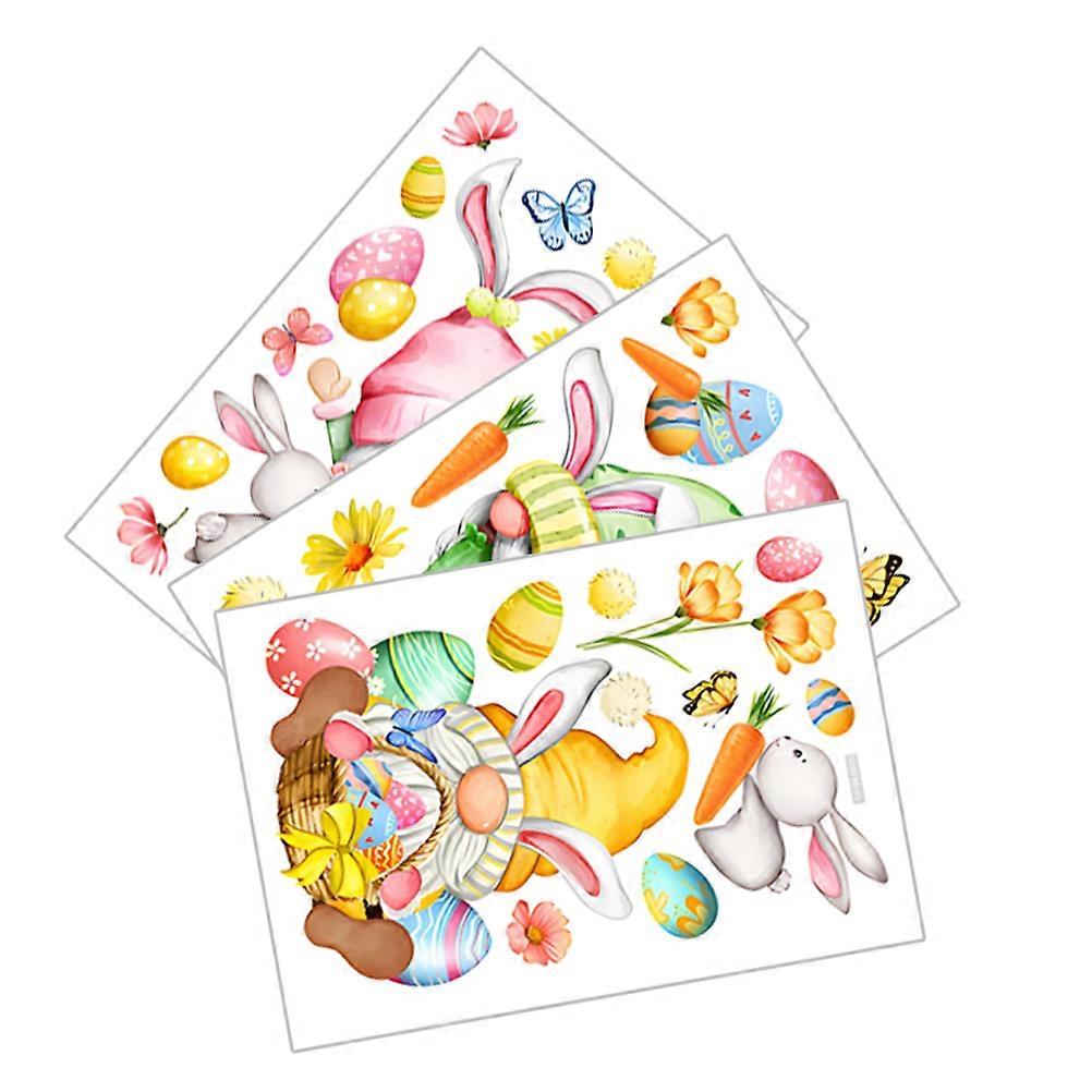 Easter Static Clings Removable For Hotel Restaurant PVC Material Rectangular Shape 3Set