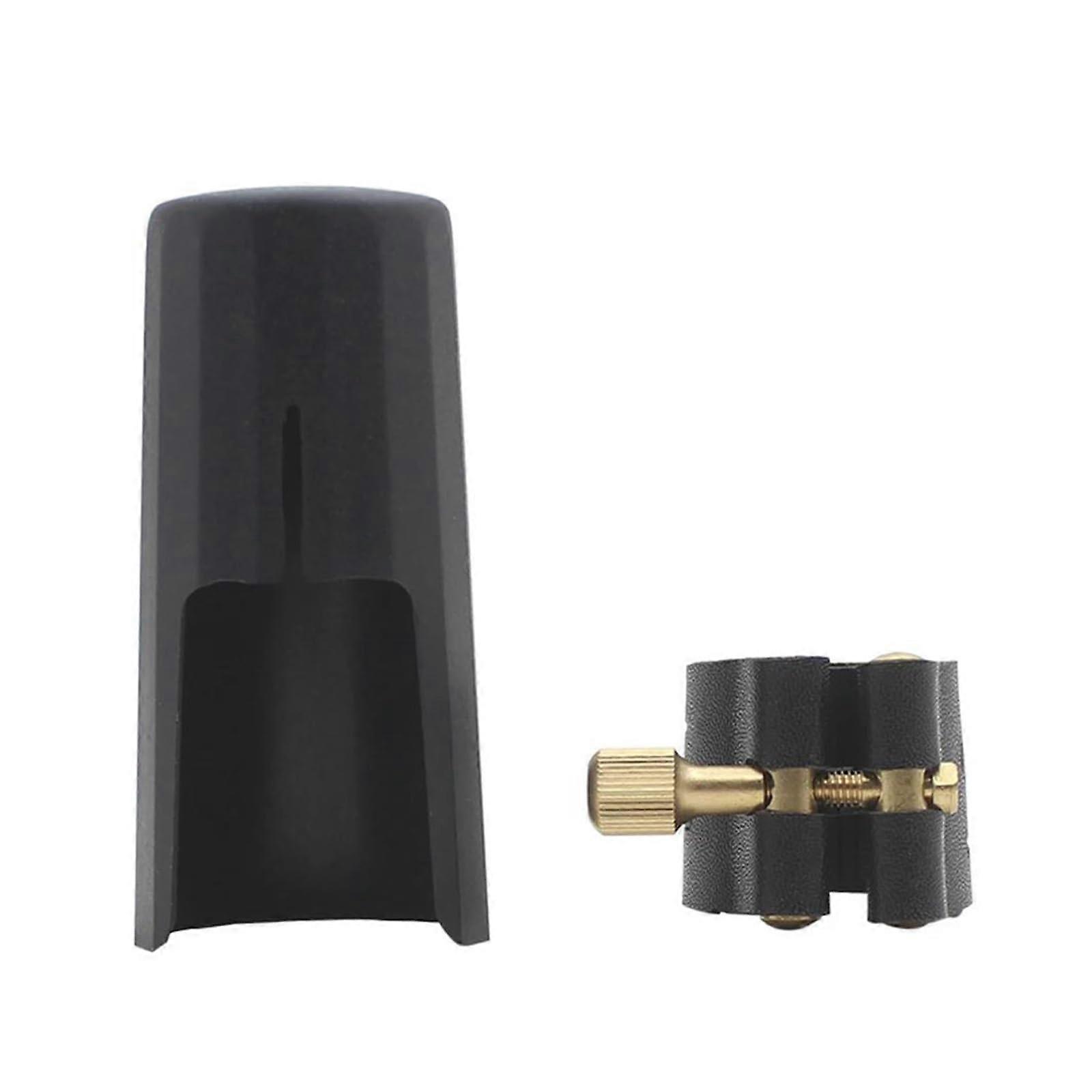 Saxophone Mouthpiece Ligature and Cap Sax Leather Strap Clamp Clip (Color: Soprano)