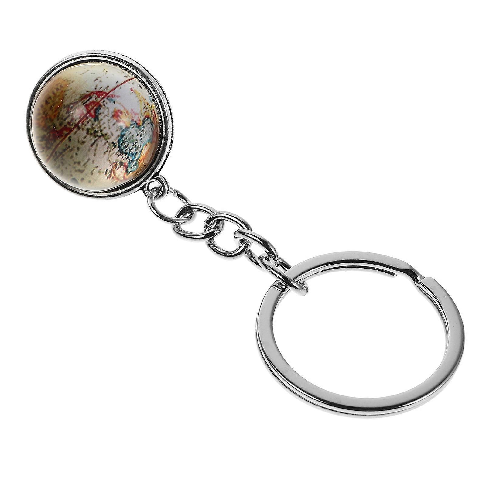 Creative Globe Keychain with Glass Pendant for Decoration Durable Zinc Alloy Khaki 1 Piece