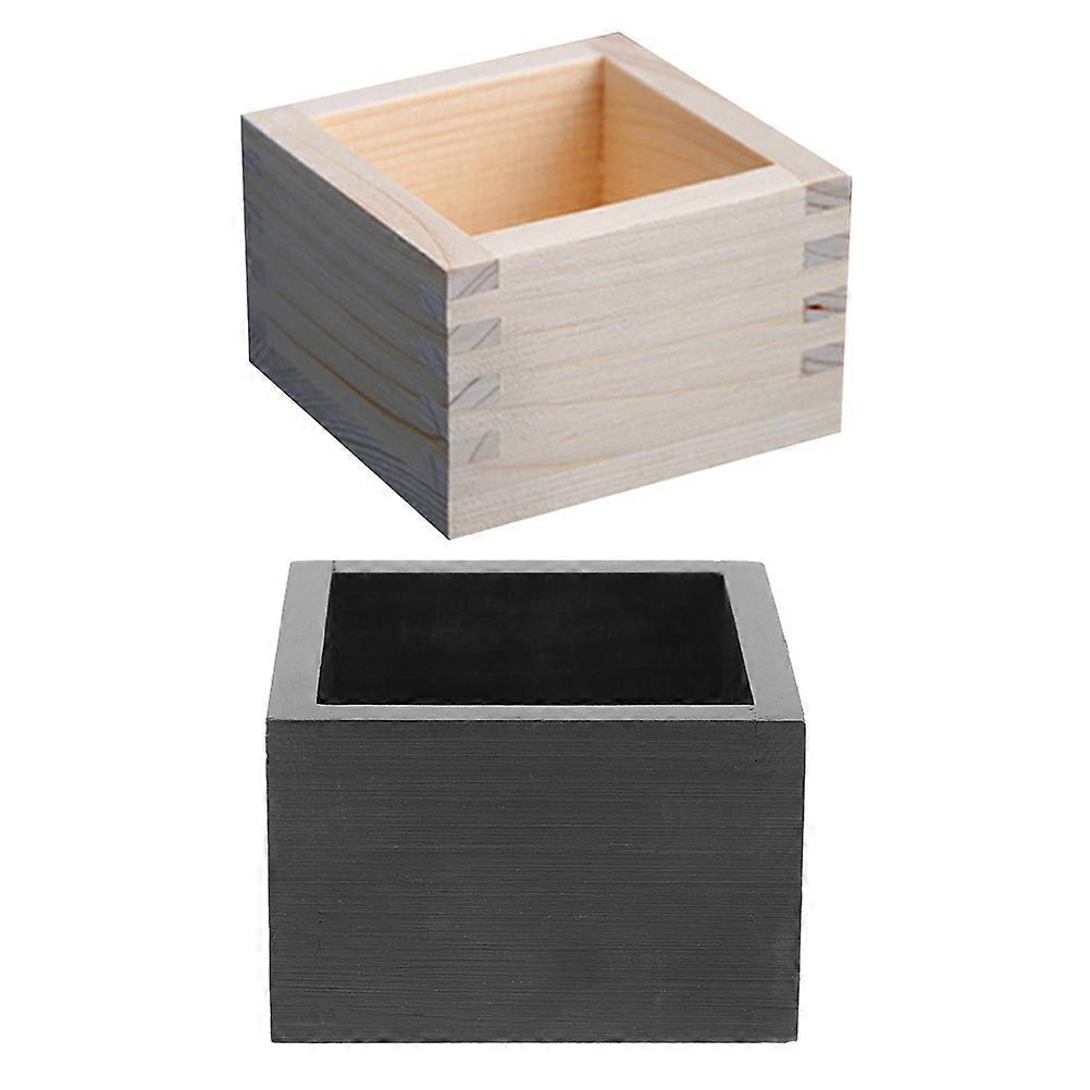 2pcs Wooden Square Box for Japanese Sake Cups and Sushi Storage