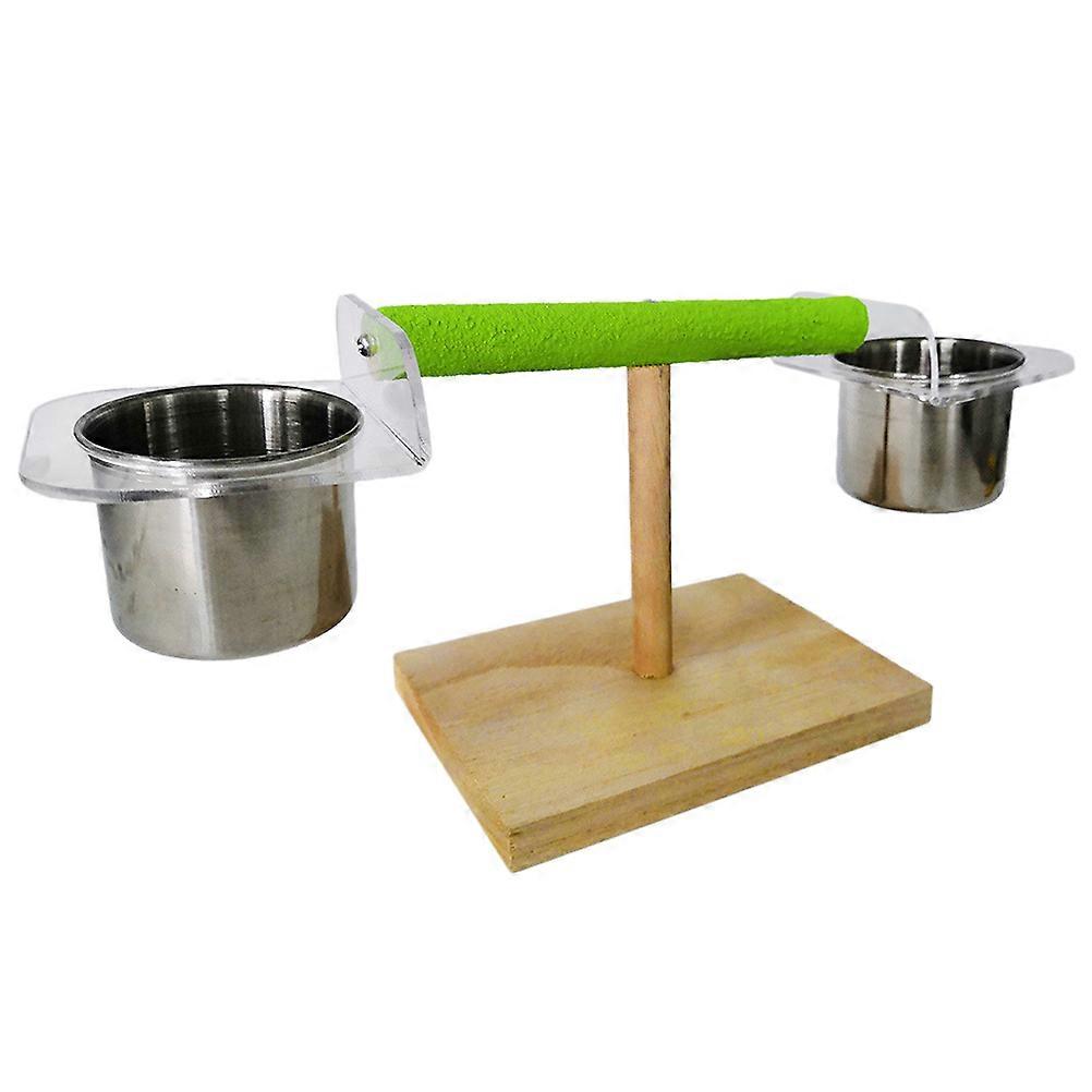 Bird Parrot Standing Climbing Rack with Food Bowl Holder for Cockatiels, Parakeets and Small Birds – Easy Install Pet Exercise Aid