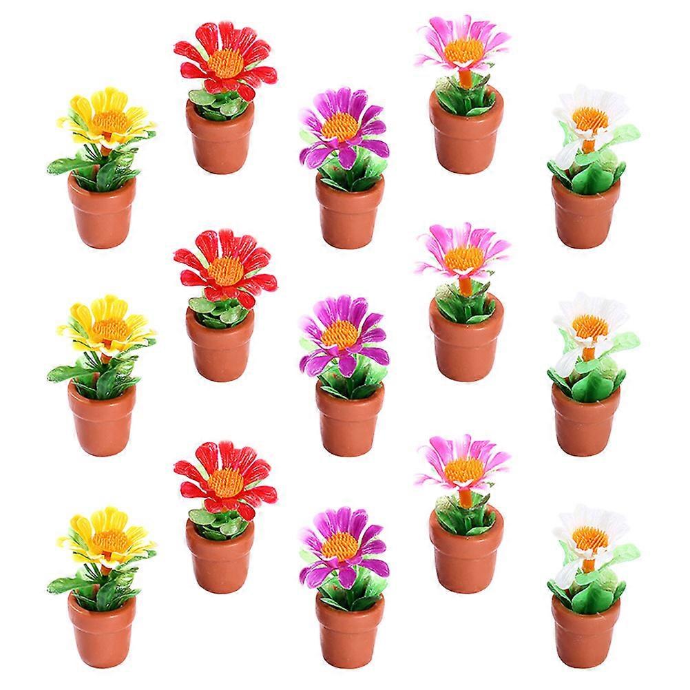 Artificial Dollhouse Mini Potted Plants Specially Designed For Doll House 4X2CM Resin 15Pcs