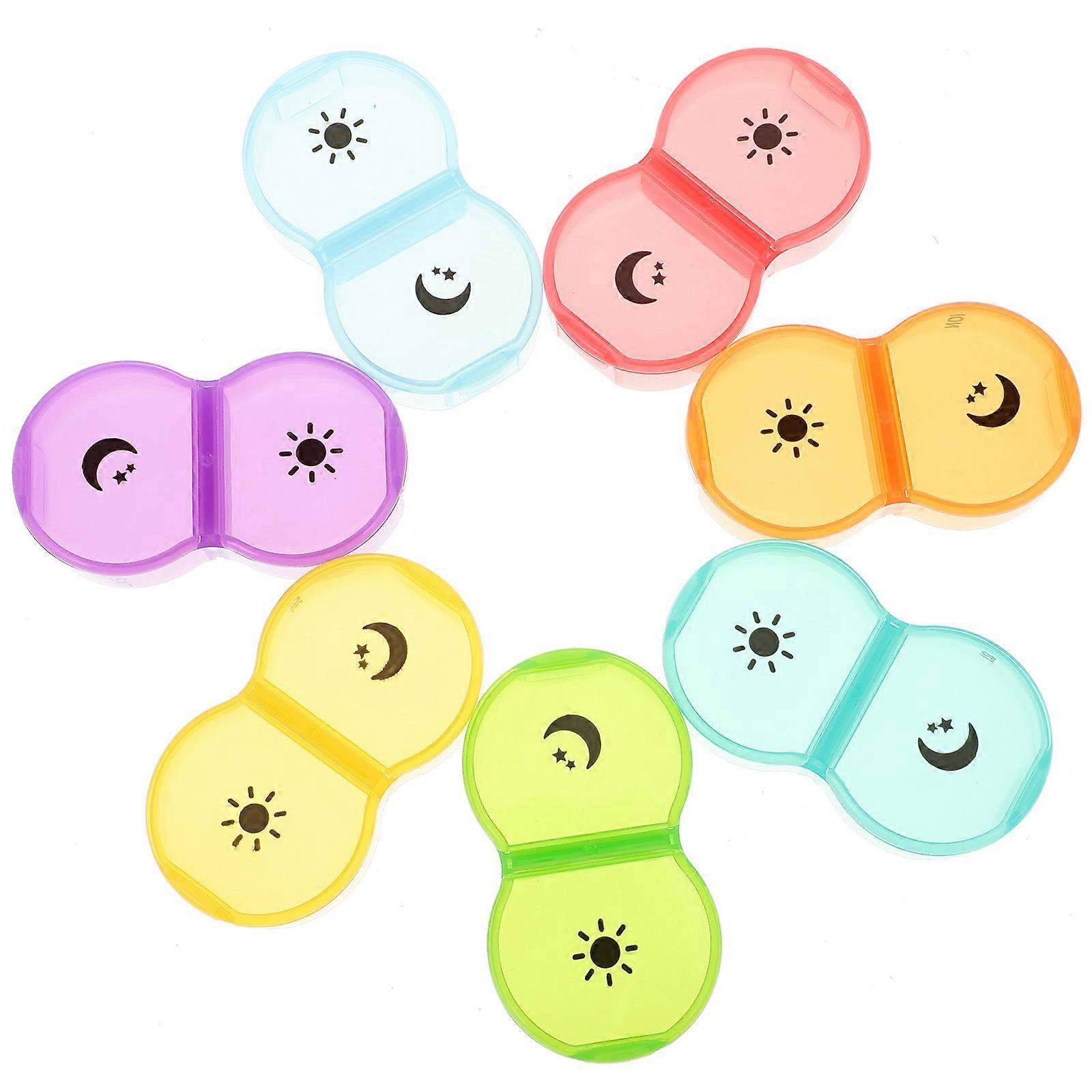 Pill Organizer Weekly Travel Case Portable Medicine Holder Assorted Color 14.50X8.00X4.50CM Convenient to Carry 1Set