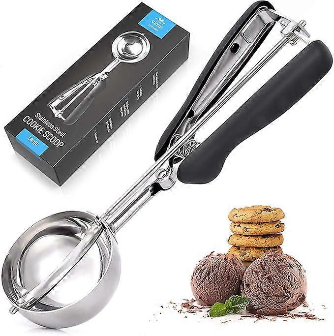 Black Medium Ice Cream Scoop (4cm) - with Ejector, for Cookie/Cake Dough & Melon Balls