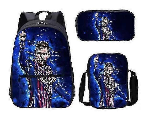 New Lionel Messi Printed School Backpack Set for Students - Satchel & Pen Case Included