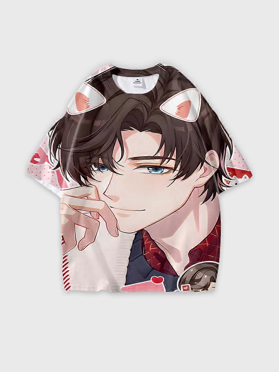 T-Shirt Rundhalsausschnitt Role Pattern locker kurzarm E3618