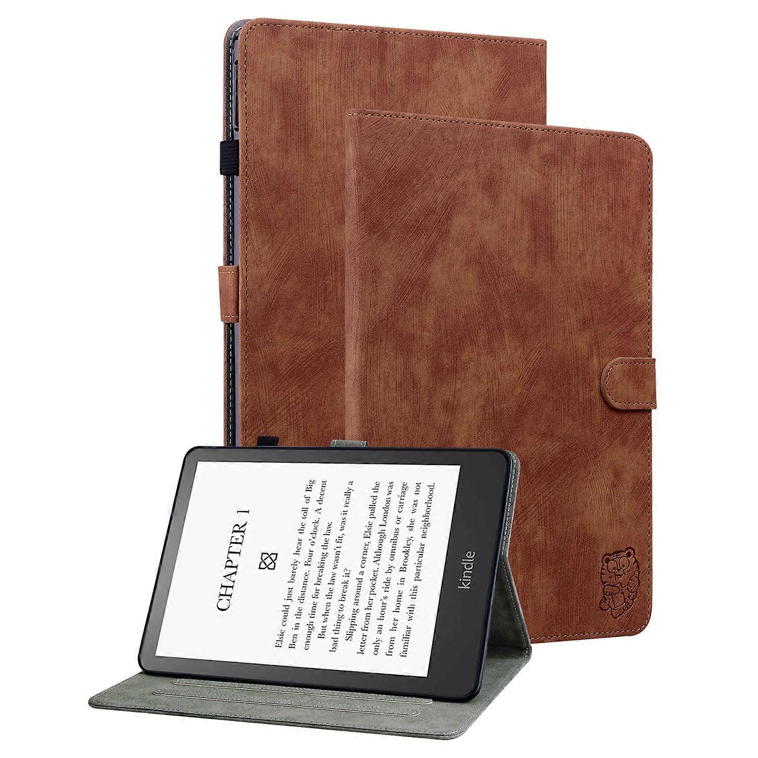 TKdaddy Für Amazon Kindle Paperwhite (2024) Hülle Kartensteckplätze PU Leder Ständer E-Reader Hülle Braun