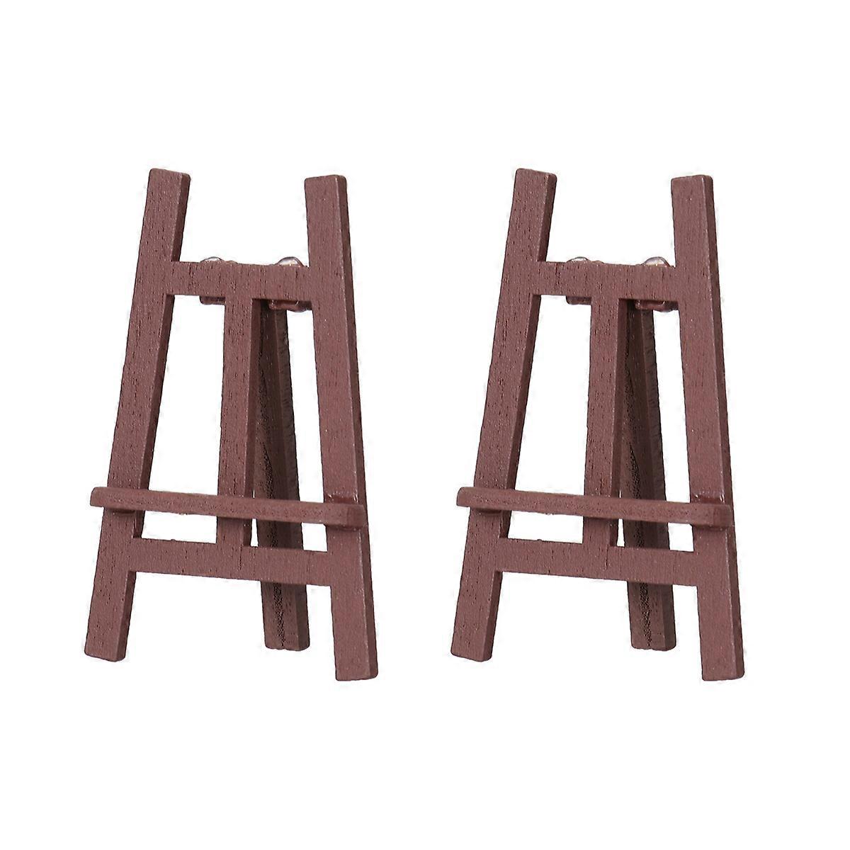 Mini Easel Figurines for Desktop Decor Brown Synthetic Material Adorable Design 2 Pcs
