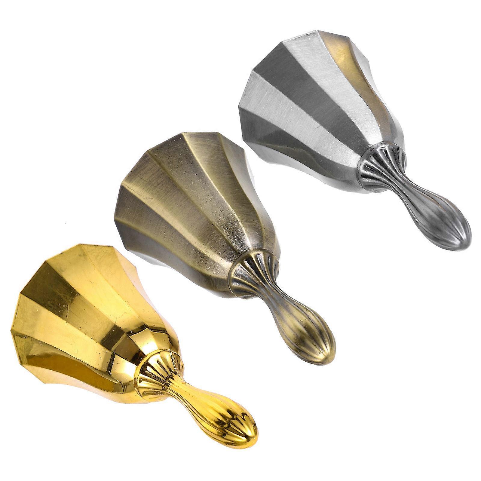 3Pcs Retro Hand Bell For Restaurant Service Office Use Kitchen Tool 10X4.7cm Assorted Color Waking Families
