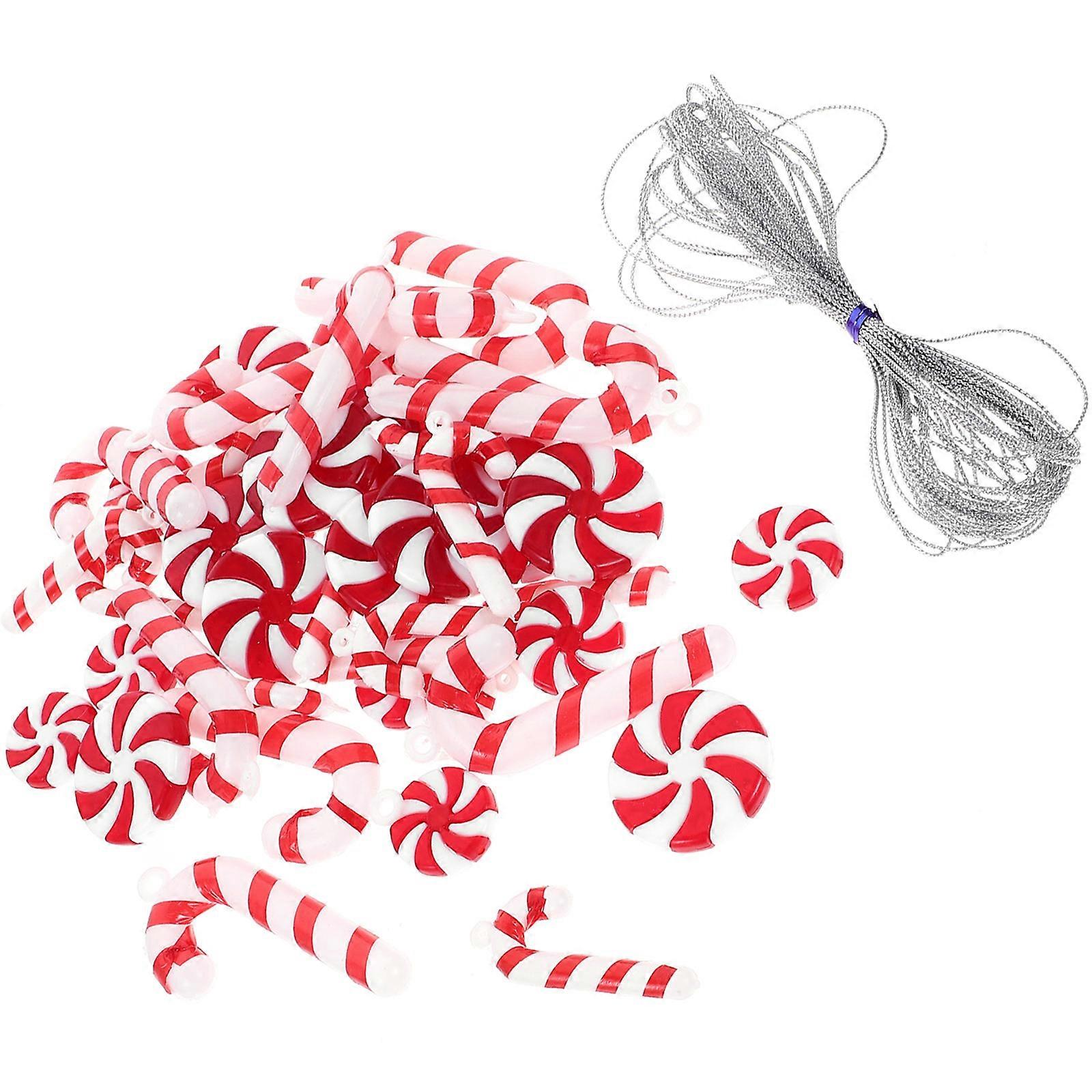 Miniature Candy Cane Tree Decorations For Fireplace And Tabletop 2.6X1.2X0.4In Multi Color 48 Pieces