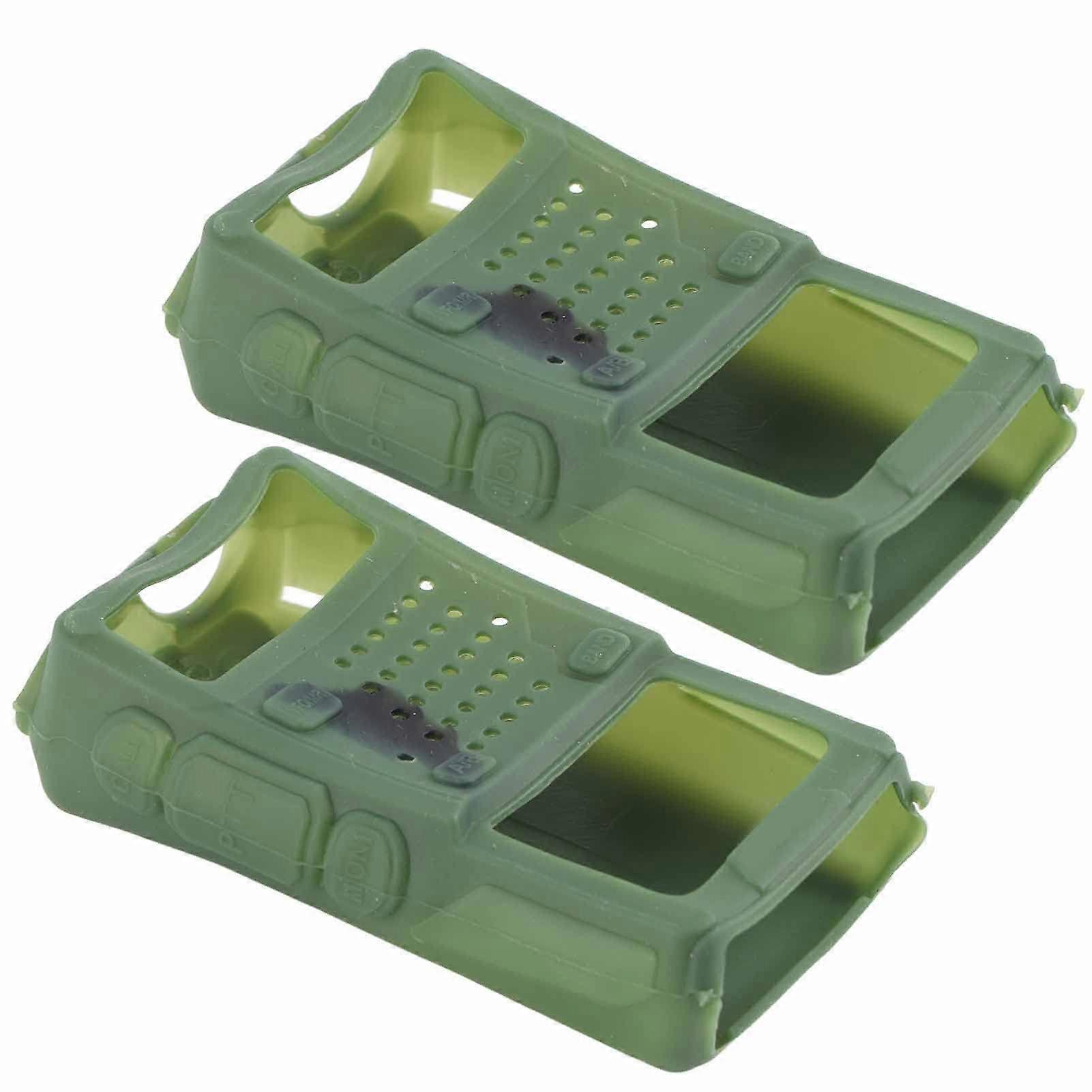 Walkie Talkie Cover for Two Way Radio, 2 Pieces Walkie Talkie Silicone Soft Cover Case for UV5R (Green)