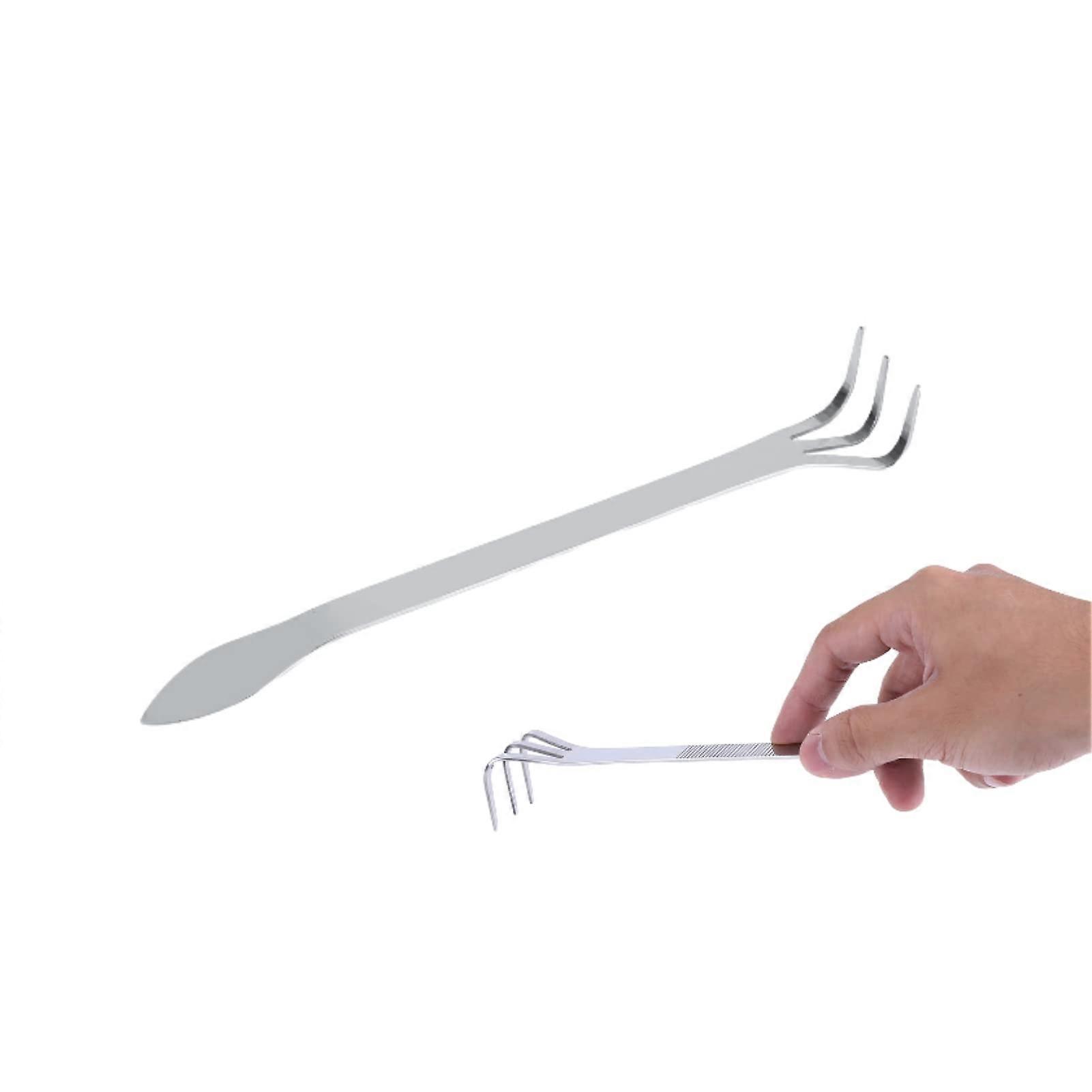 Stainless Steel Hand Cultivator 3 Prong Garden Tool with 8.3-Inch Short Handle for Weeding and Soil Tilling