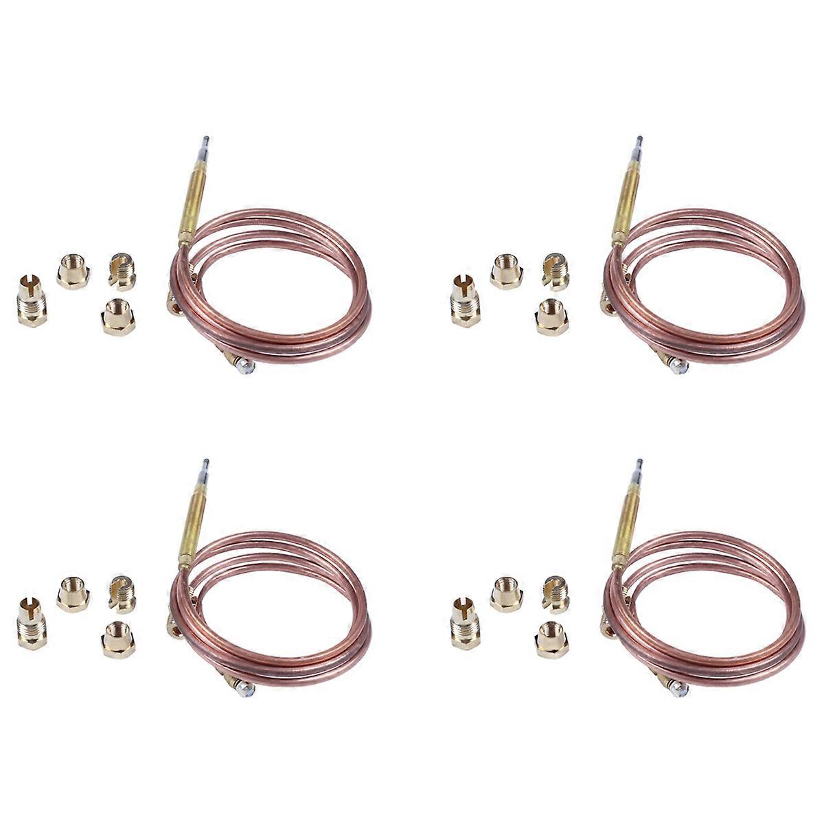 4set 900mm Gas Stove Universal Thermocouple Kit M6X0.75 with Spilt Nuts (20) Replacement Thermocoupl