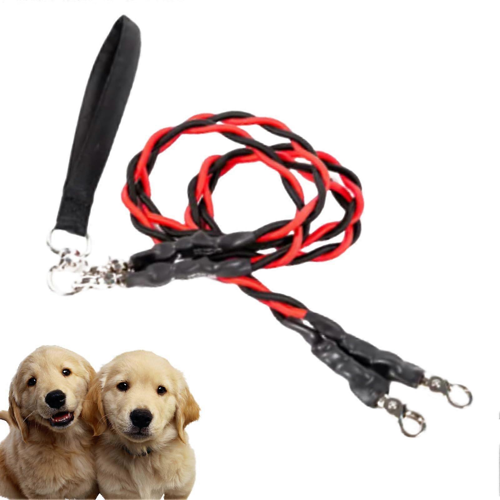 Dog Leash Flexible Double-Reinforced Lead For Pets, Park Walks And Training, Red