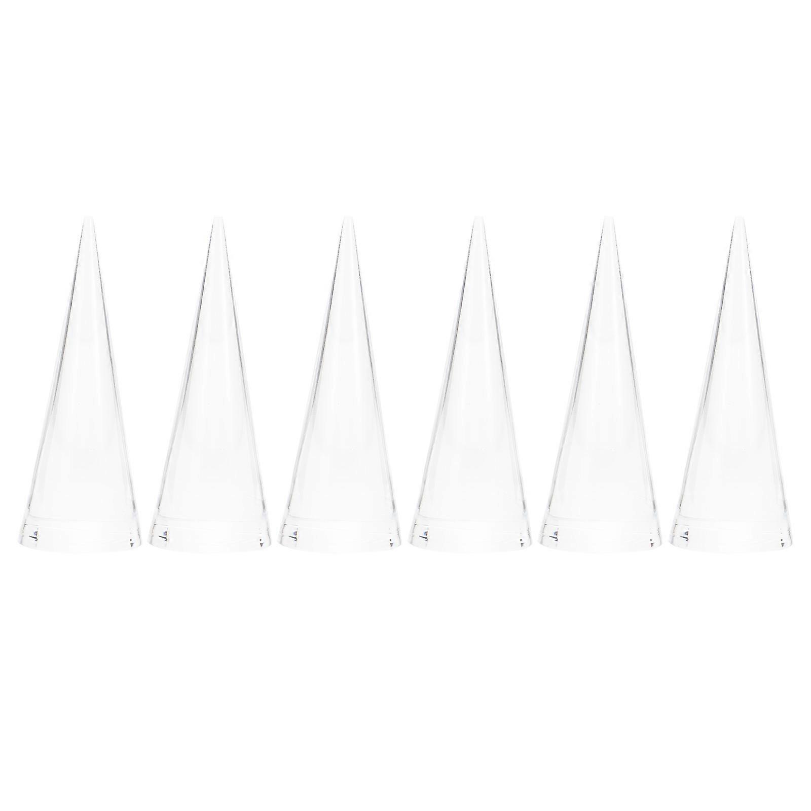 Transparent Finger Ring Display Rack 6Pcs Cone Shape Essential Organizer Suitable For Handicraft Fairs And Celebrations
