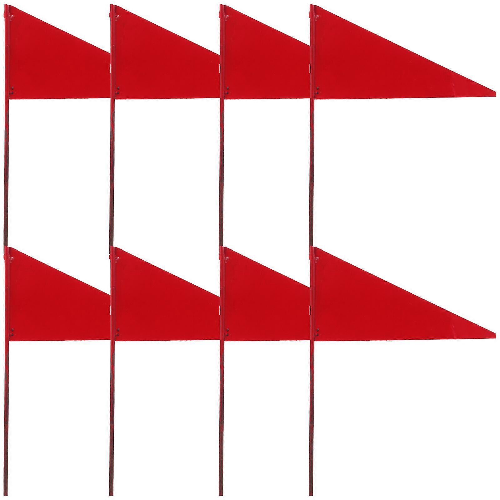 8pcs Bright Red Triangular Lawn Marking Flags with Steel Wire Stakes for Sprinkler Irrigation, Utility Survey, Construction, Garden & Pet Fence