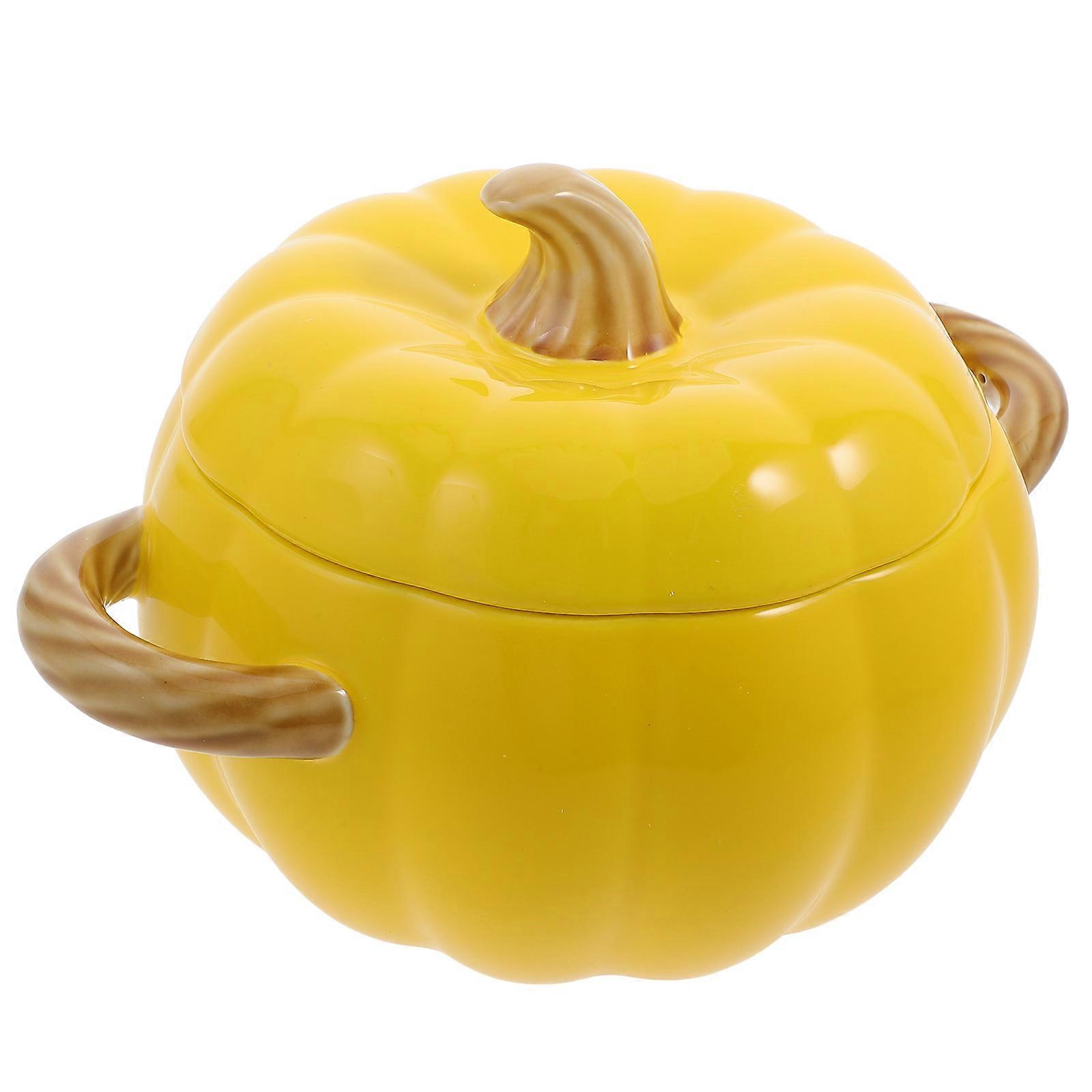 Lidded Pumpkin Shaped Casserole For Dining Room Restaurant Party 26.00X17.00X15.50CM Stewing 1Pcs