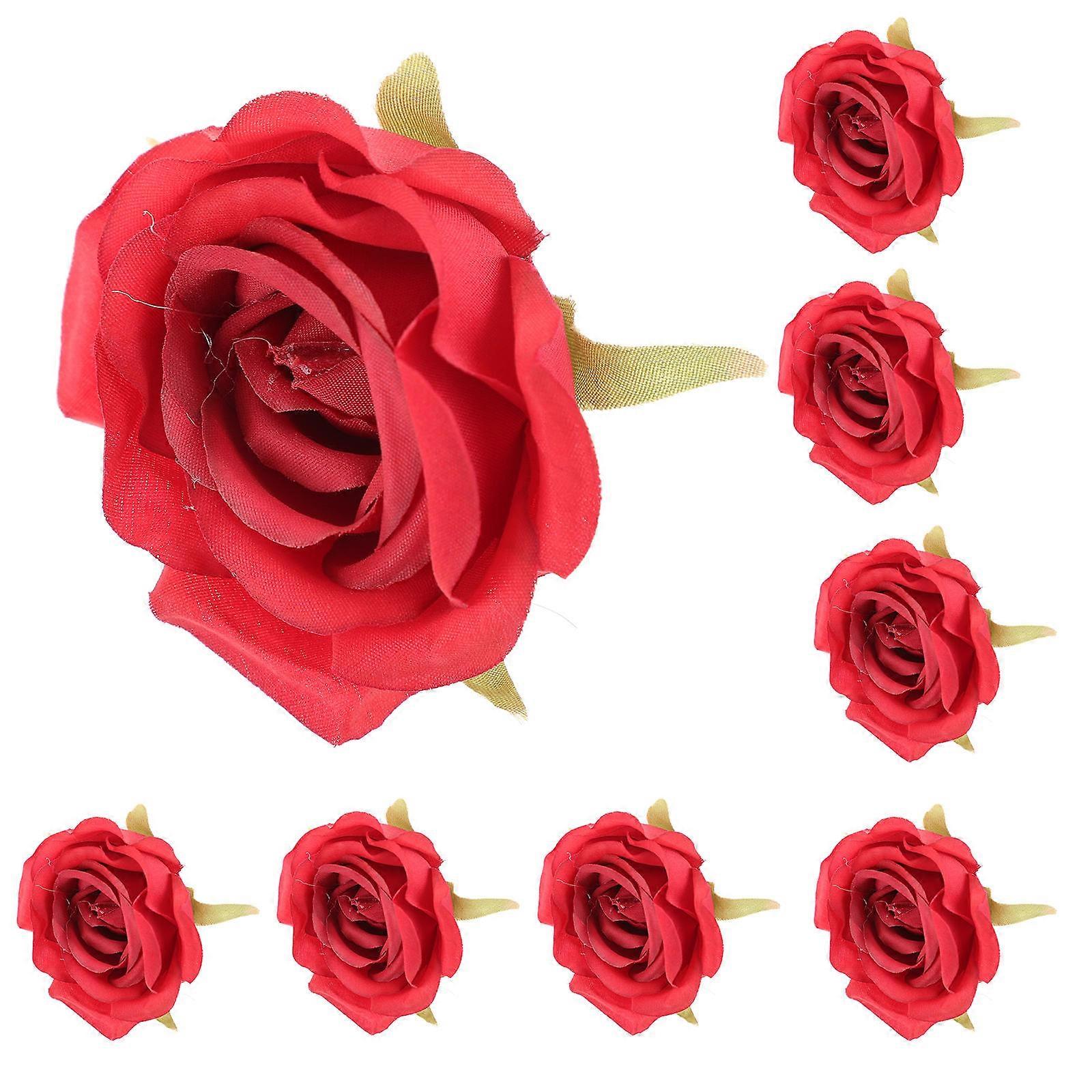 10pcs Artificial Silk Rose Heads for Wedding DIY Projects