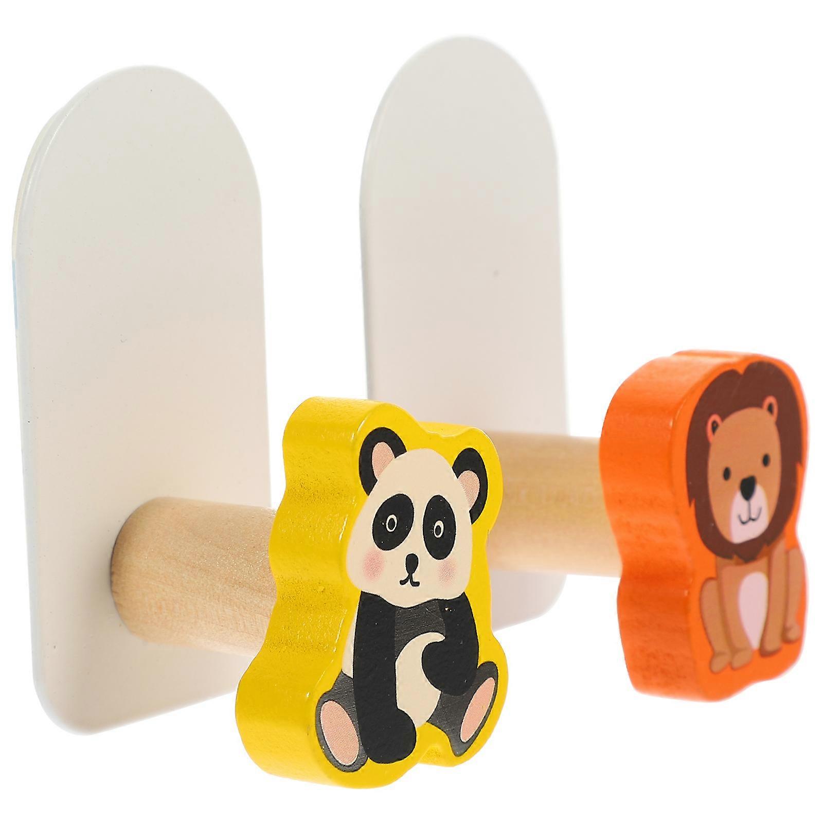Cute Animal Wall Hooks for Home Decor Assorted Color Sturdy Iron and Wood 2pcs Multipurpose