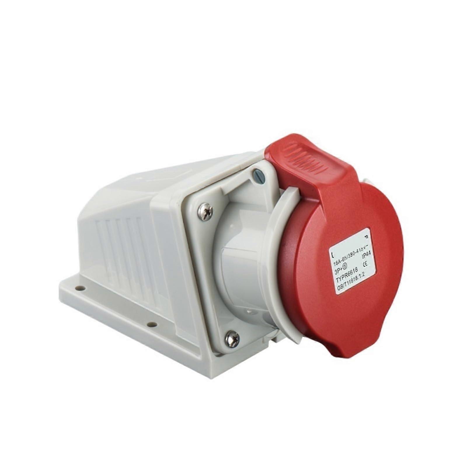 4-Pole 16A Waterproof Industrial Connector CEE Socket Model 6818TYP283 Surface-Mounted Socket