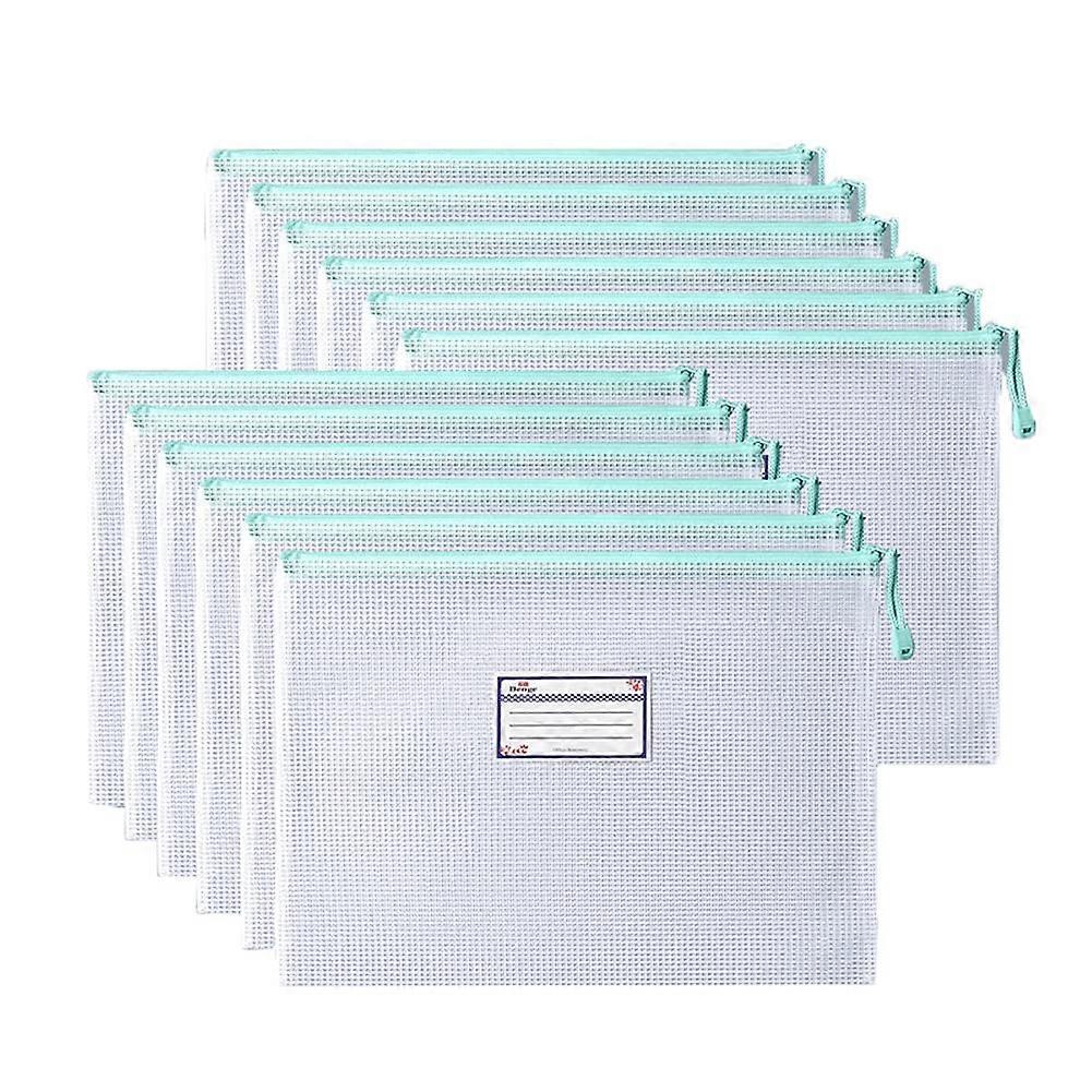 Plastic Document Bags With Label Compartment And Zipper Closure, 10Pcs, A4/A5/A6 Office Document Holder For Invoices