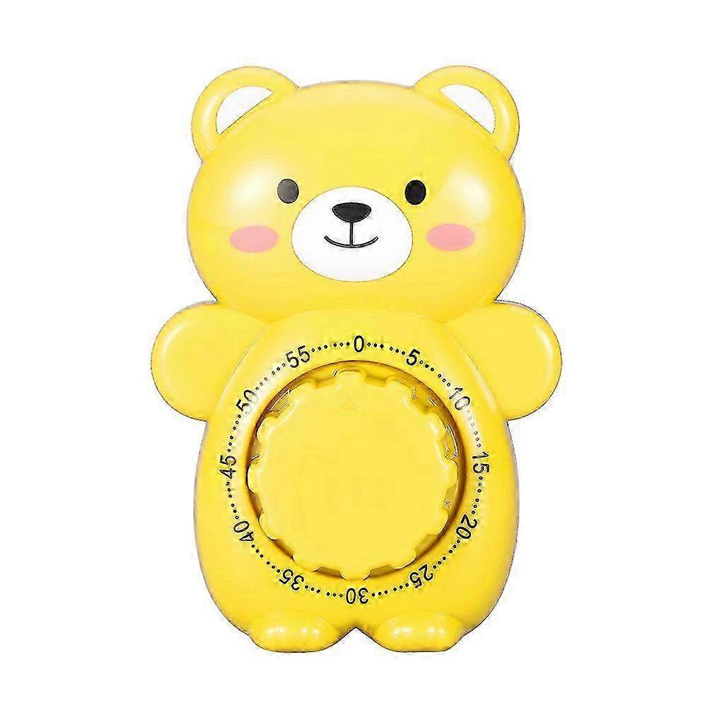 Mechanical Cooking Timer in Cartoon Bear Shape - Yellow Manual Alarm Countdown Timer for Kitchen Use