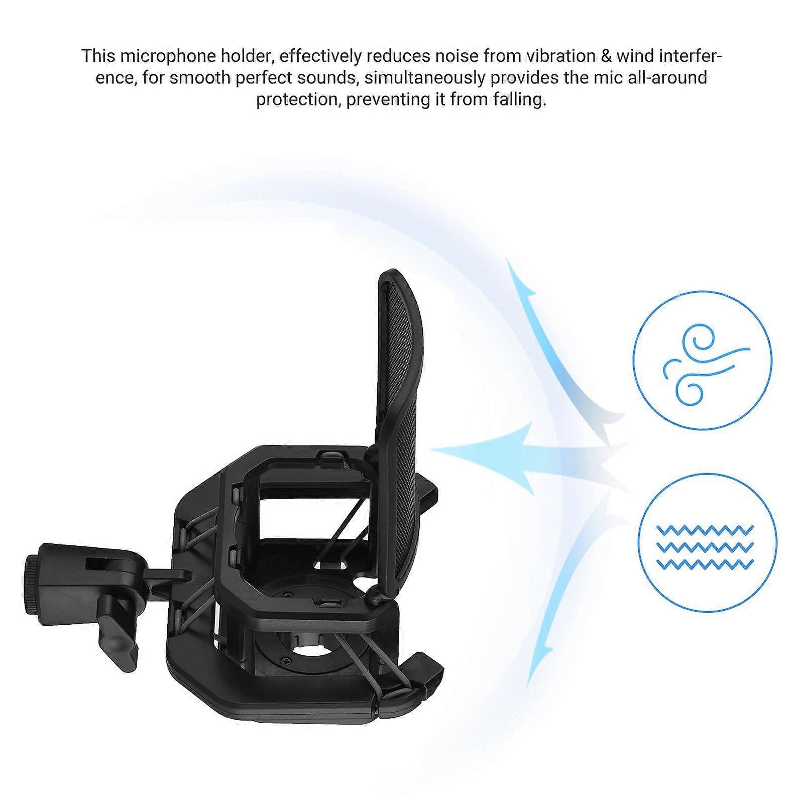 Plastic Microphone Shock Mount Anti-vibration Mic Holder Stand with Metal Pop Filter Universal Screw Adapter for Diameter 23.5mm-24.5mm
