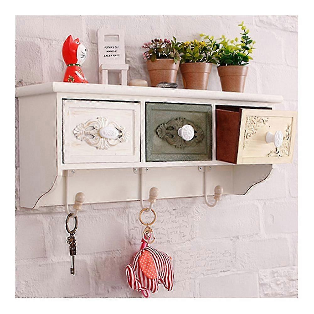 Retro drawer storage box wall decoration multifunctional wooden wal...