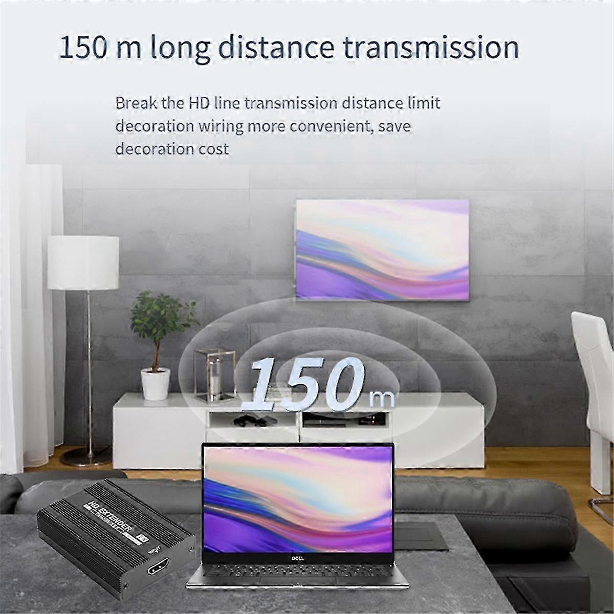 ET1815 150M HD Network Extender 1080P -Compatible Transmitter Receiver Support POE Power Supply with EU Plug