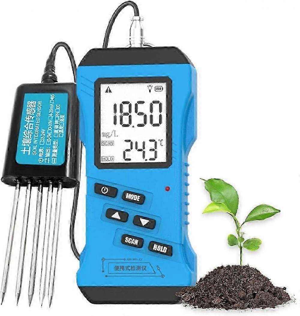 Soil Tester for pH, EC, NPK, Humidity & Temperature - 7-IN-1 with LCD Display