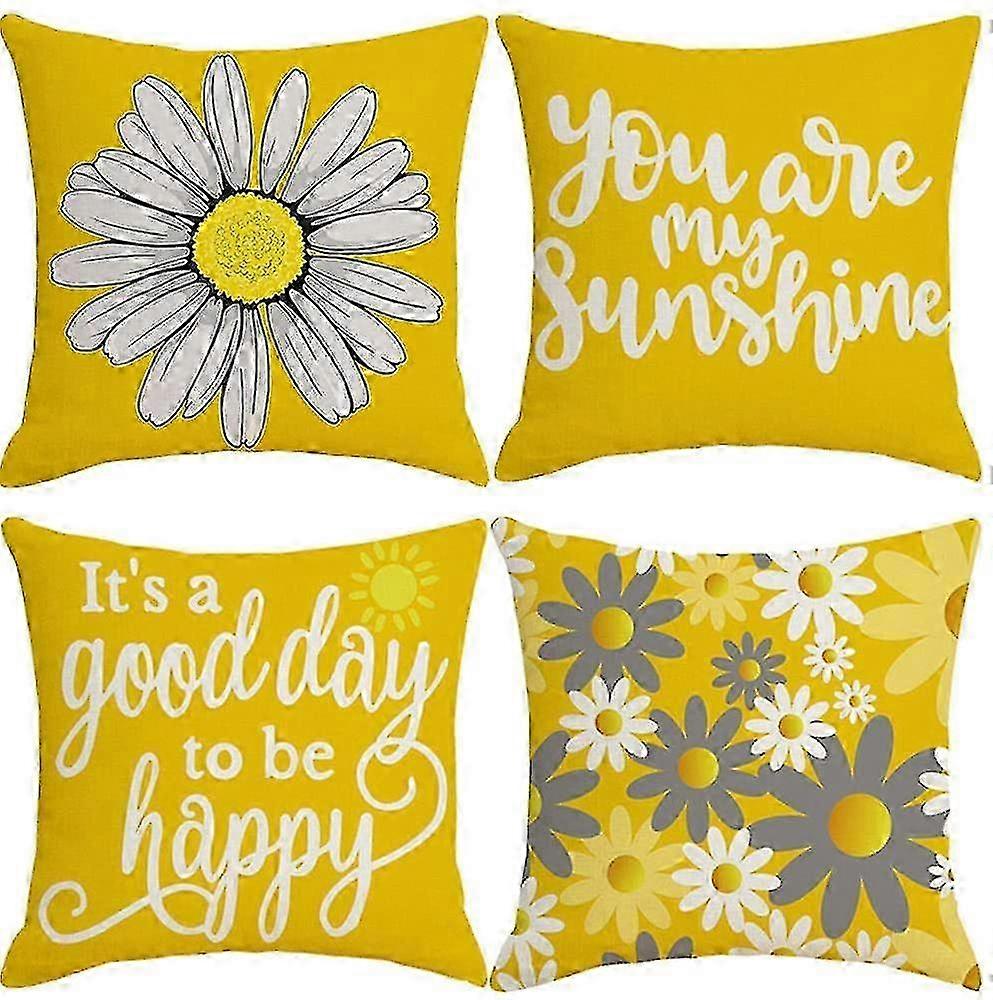 4 pièces de housse de coussin jaune
