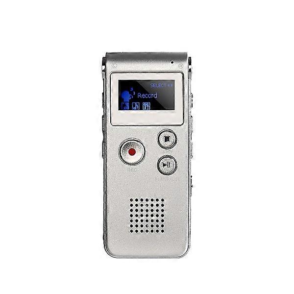 (Silber) Tragbarer 8-GB-Digitalrekorder mit zwei Mikrofonen und MP3-Audioplayer für Vorlesungen/Präsentationen/Interviews/Unterricht.