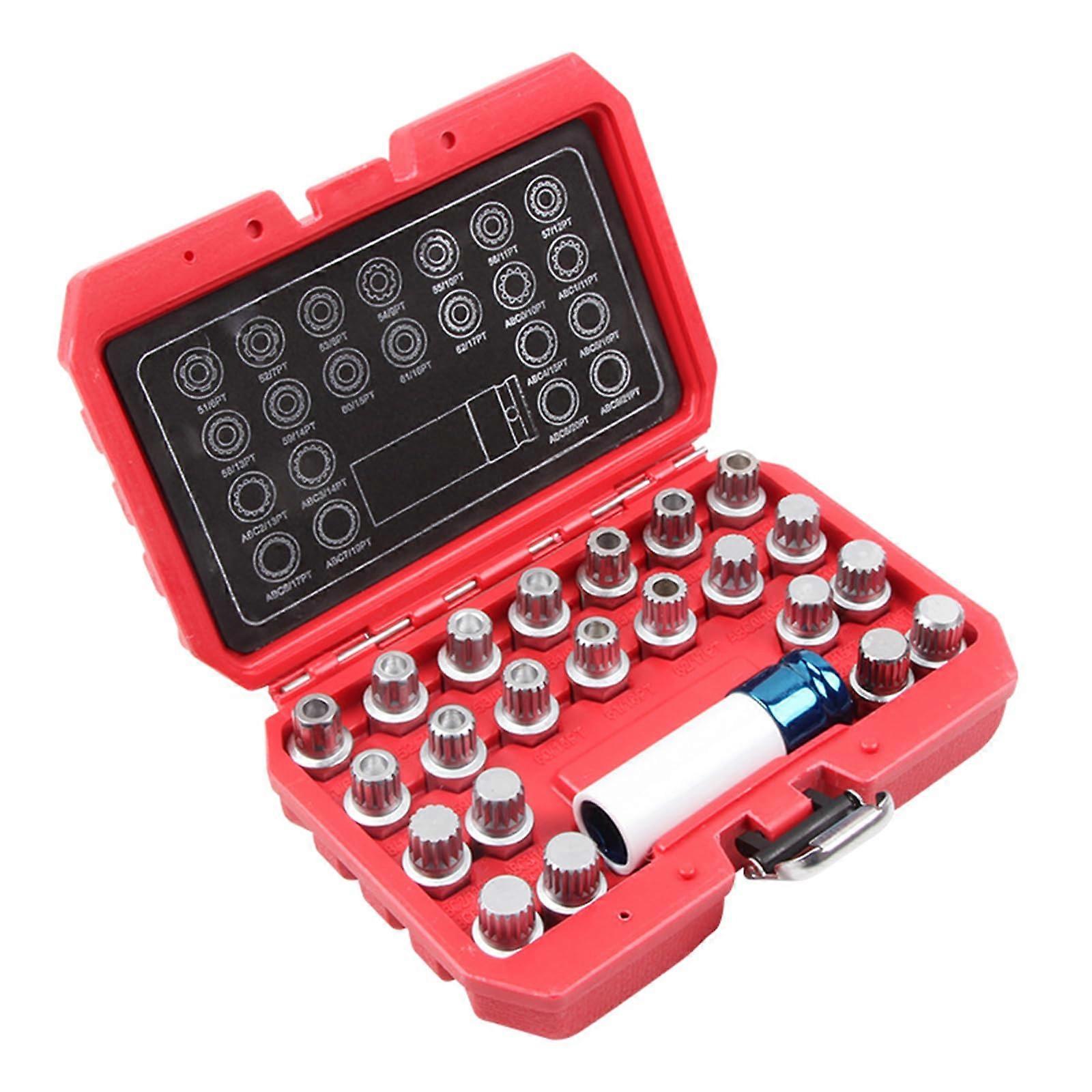 Wheel Lock Nut Removal Tool Multifunctional 23Piece Portable Set Compatibility AntiTheft Screw Removal For Lug Nuts
