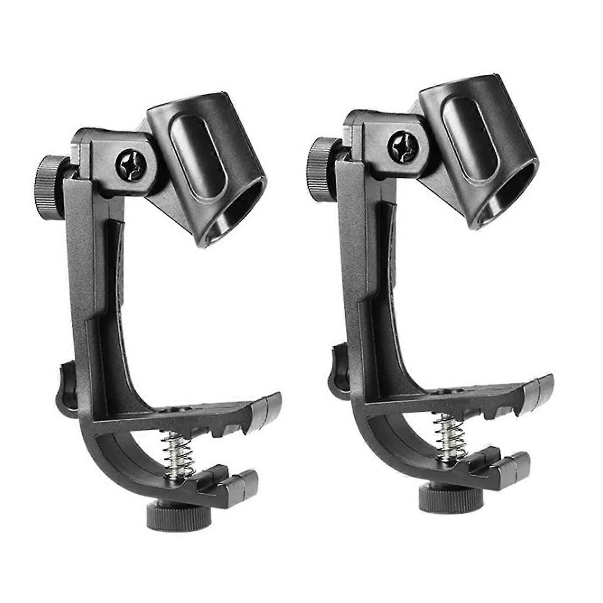 2PCS Adjustable Mic Clip on Drum Rim Shockproof Mount Microphone Mic Clamp Stand Holder on Drum Microphone Clip